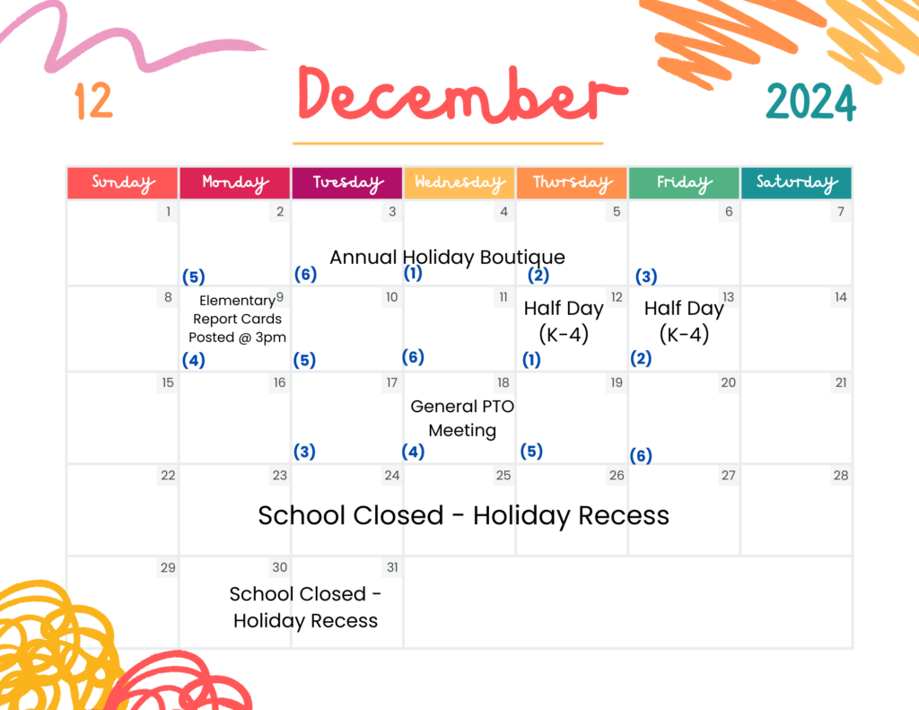 Colorful Cute Doodle Planner 2024 December Monthly Calendar (2)